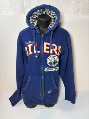 NHL Edmonton Oilers Navy Blue Zip Hoodie